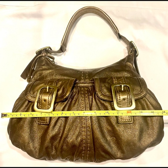 Cole Haan Metallic Golden Bronze Leather Hobo Shoulder Bag - Picture 5 of 7